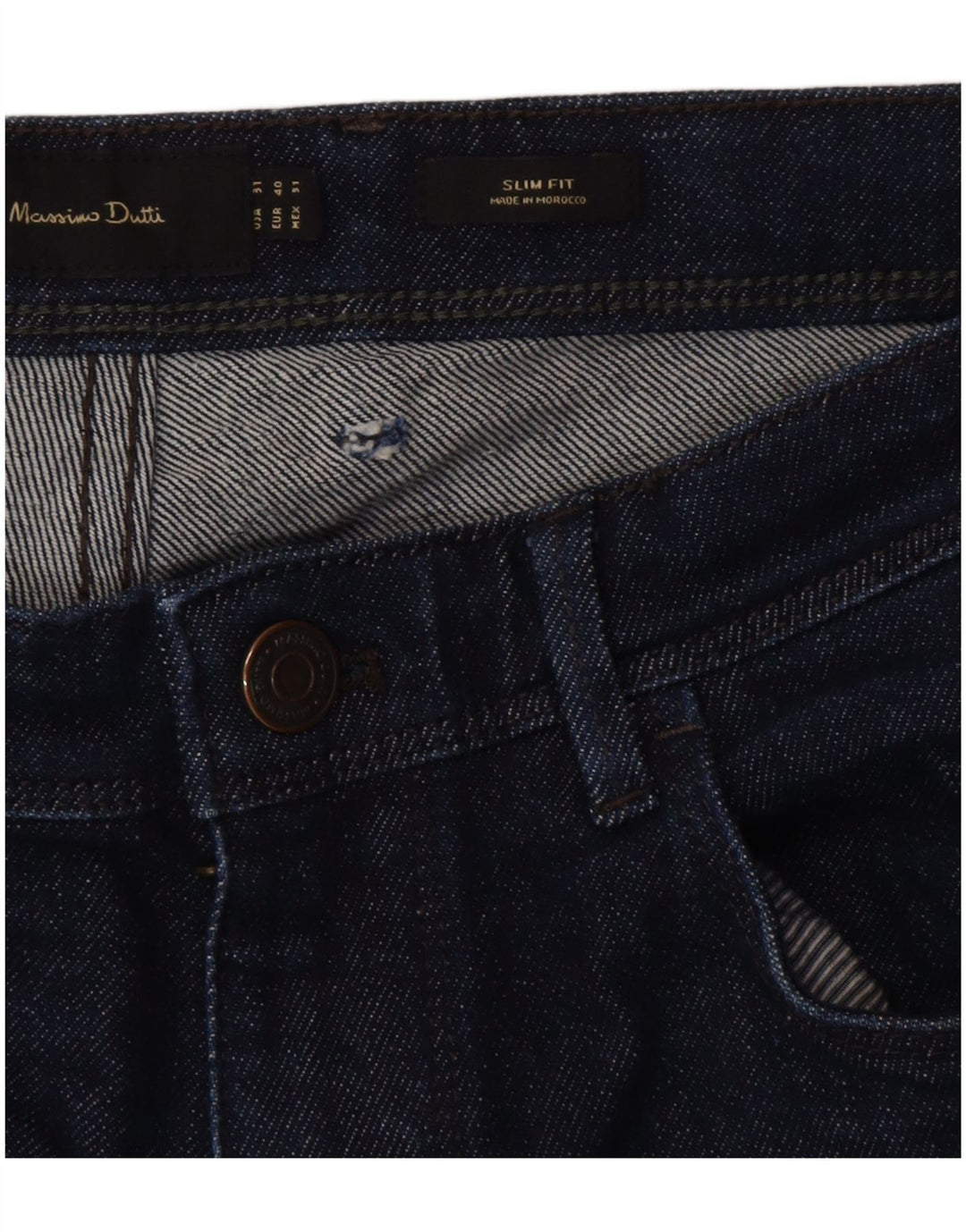 Massimo Dutti Mens Slim Jeans EU 40 Medium W31 L28 Navy Blue Cotton