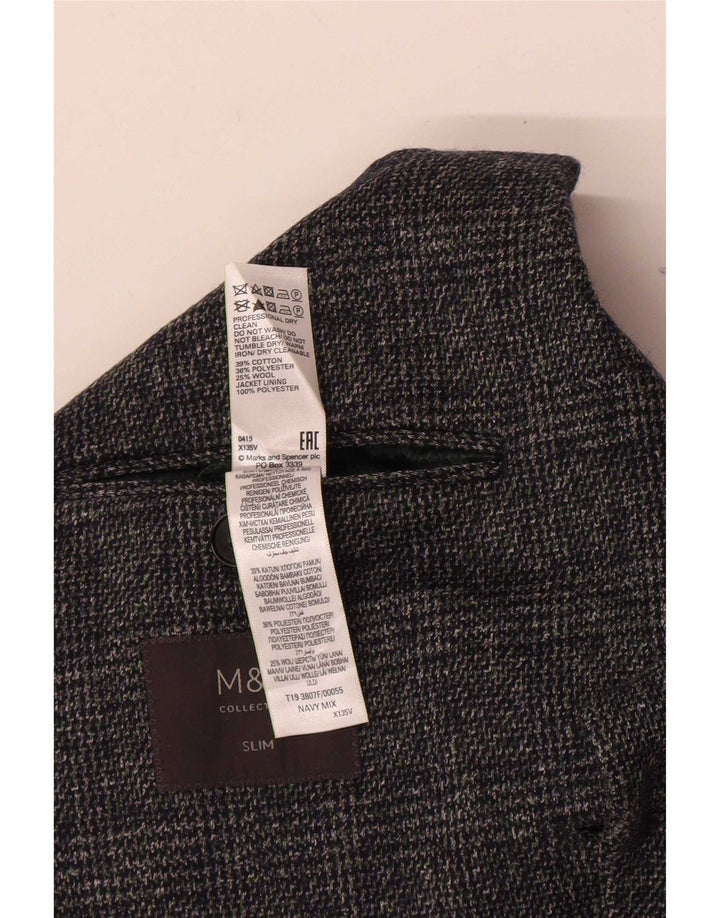 Marks & Spencer Ανδρικό σακάκι μπλέιζερ με 2 κουμπιά UK 36 Small Navy Blue Check