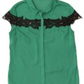 Guess Chemisier à manches courtes pour femme UK 10 Petit Vert Polyester