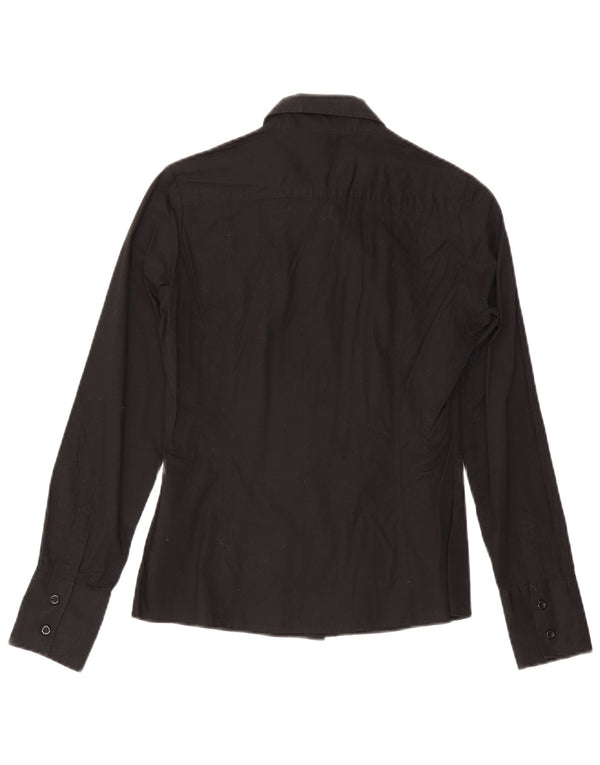Benetton Womens Shirt UK 12 Medium Black Cotton