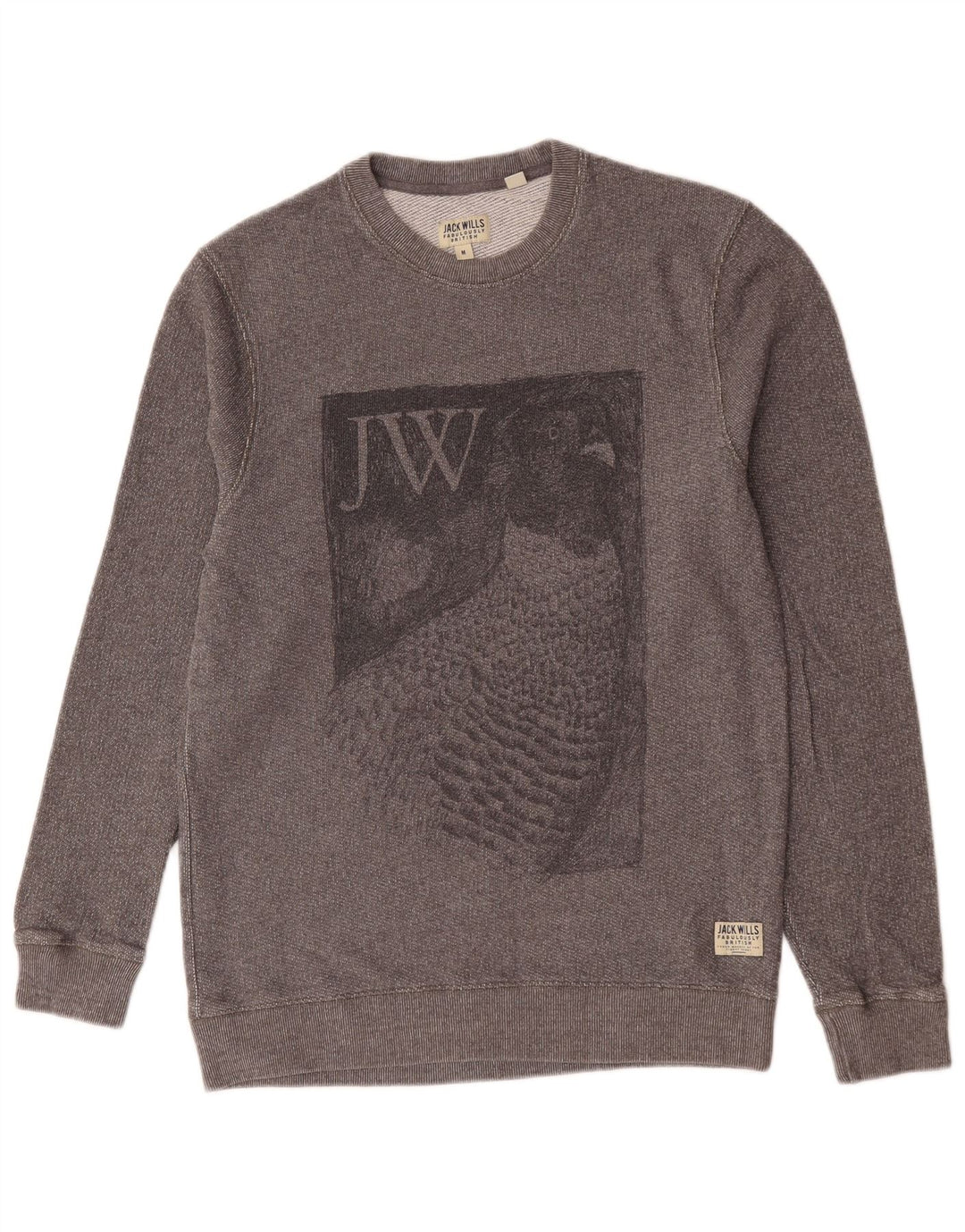Męska bluza z grafiką Jack Wills, średnioszara, bawełniana