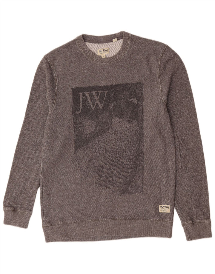Męska bluza z grafiką Jack Wills, średnioszara, bawełniana