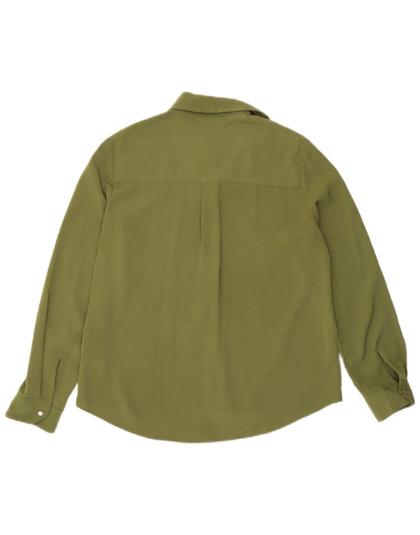 Topshop Womens Shirt Blouse UK 10 Small Khaki Polyester