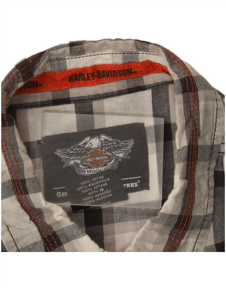 Harley Davidson Chemise graphique à manches courtes pour homme XL en coton à carreaux gris