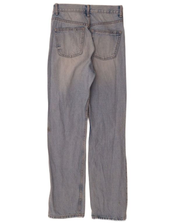 Zara Vaqueros rectos desgastados para mujer EU 36 XS W26 L30 Algodón azul