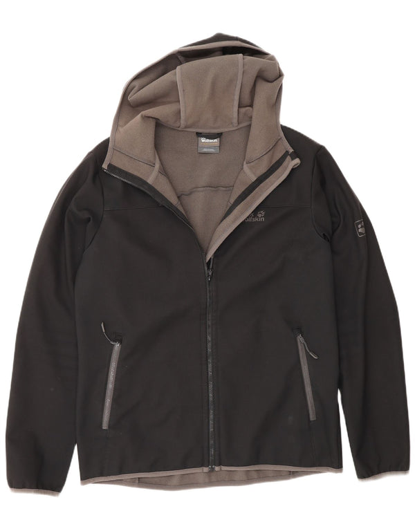 Jack Wolfskin Veste coupe-vent à capuche pour homme UK 36/38 Medium Noir Sports