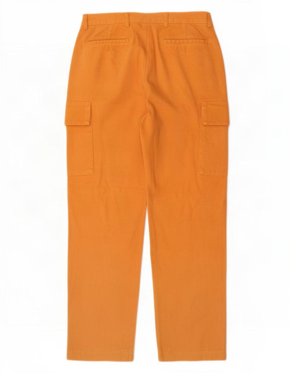 Benetton Mens Straight Cargo Trousers IT 48 Medium W30 L30 Orange Cotton
