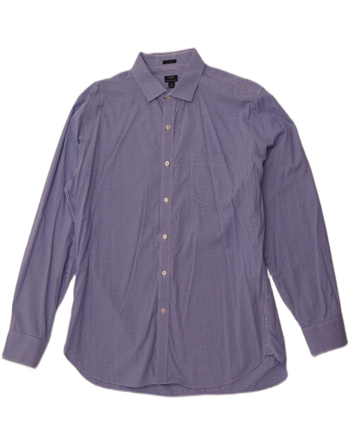 J. Crew Mens Stretch Shirt Size 17 17/12 XL Blue Gingham