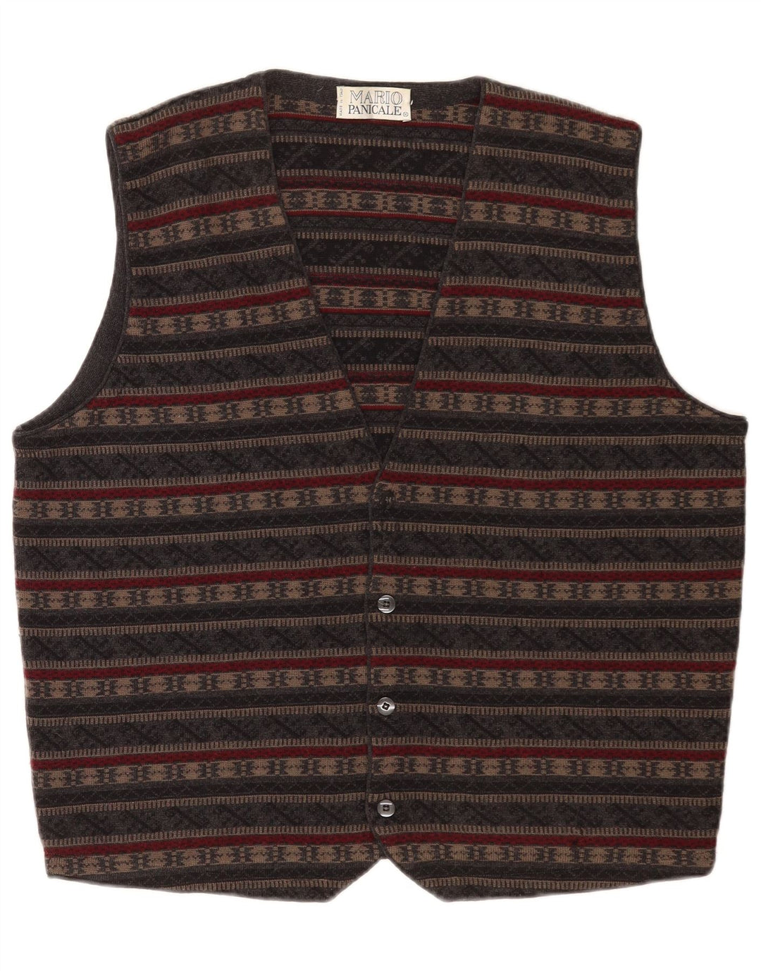 Vintage strik vest til mænd Medium Grey Fair Isle Virgin Wool