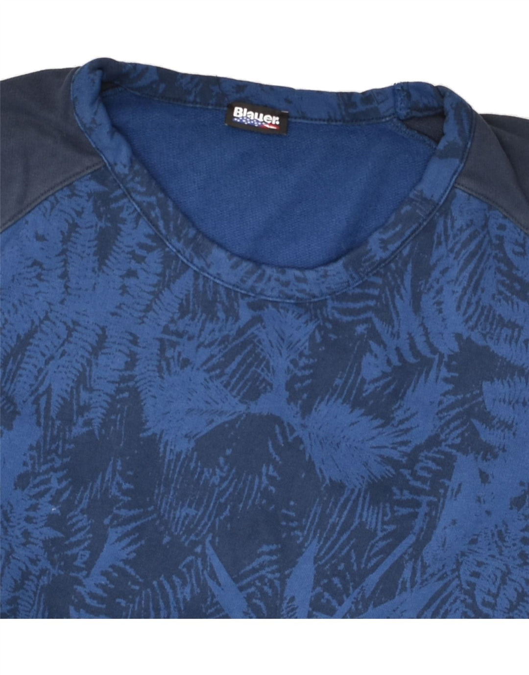 BLAUER Womens Loose Fit Sweatshirt Jumper UK 14 Medium Navy Blue Floral | Vintage Blauer | Thrift | Second-Hand Blauer | Used Clothing | Messina Hembry 