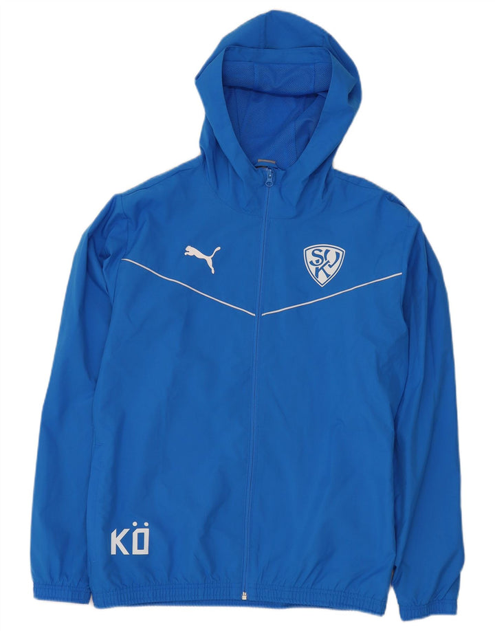 PUMA Grafisk træningsdragt med hætte til mænd, topjakke mellemblå polyester
