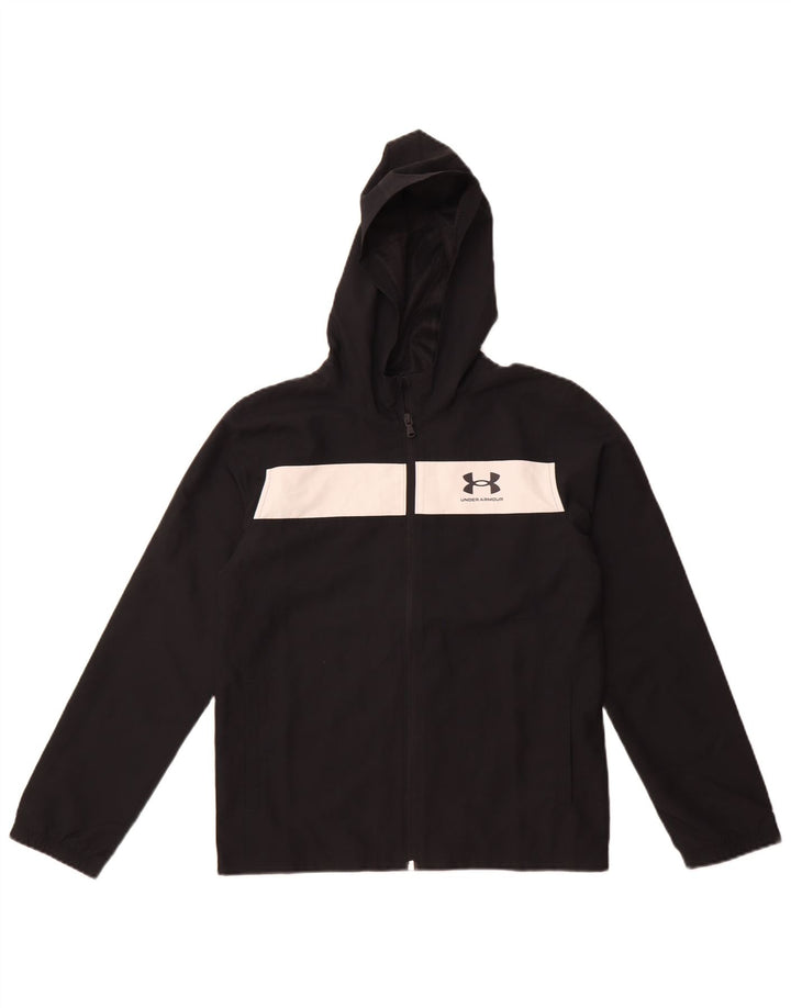Under Armour drenge hætte regnjakke 11-12 år Stor sort farveblok
