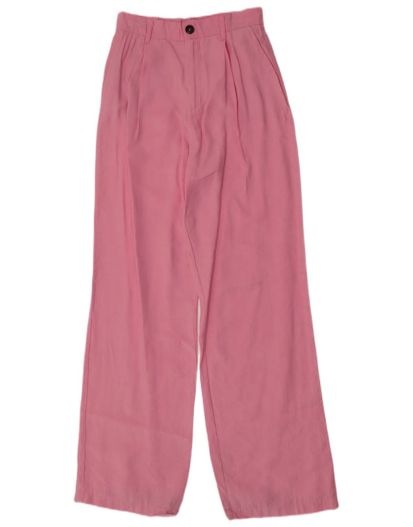 Damskie spodnie chino z wysokim stanem i szeroką nogawką Zara XS W24 L34 Różowy modal