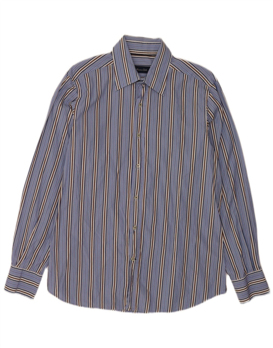 Massimo Dutti Chemise Homme Large Bleu Rayé Coton
