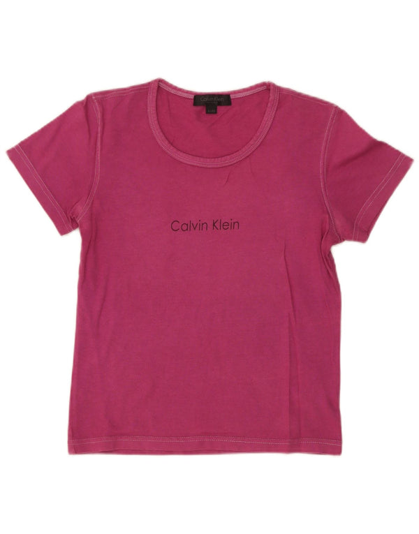 Calvin Klein Womens Crop Graphic T-Shirt Top US 4 Small Pink Cotton