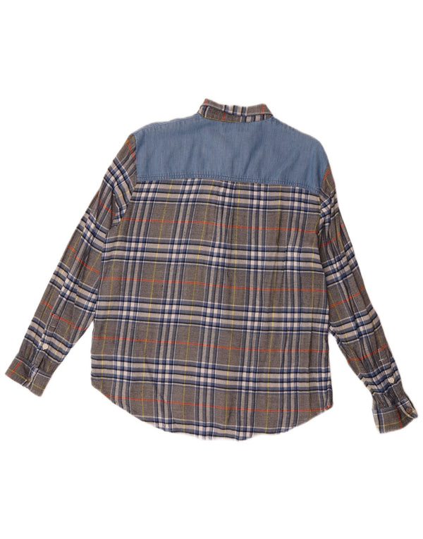Lee Womens Flannel Shirt UK 16 Large Grey Plaid Viscose