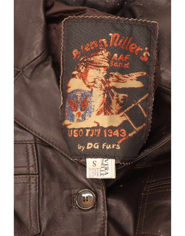 Vintage Womens Leather Jacket UK 10 Small Brown
