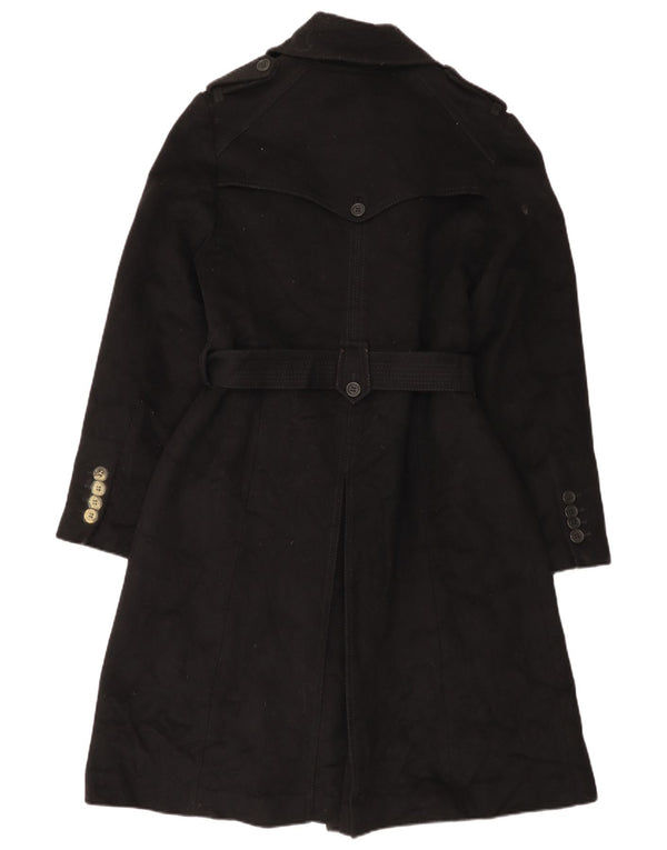 Karen Millen Damen Trenchcoat UK 14 Große schwarze Lammwolle
