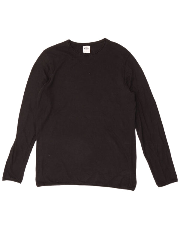 Zara Mens Top Long Sleeve Large Black Cotton
