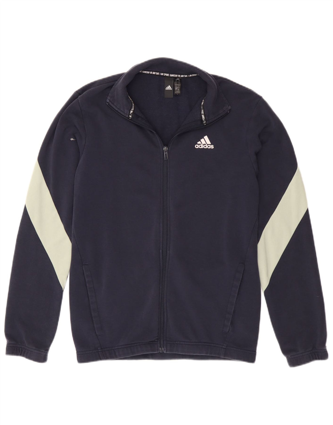 Adidas Mens Tracksuit Top Jacket Small Navy Blue Colourblock Cotton