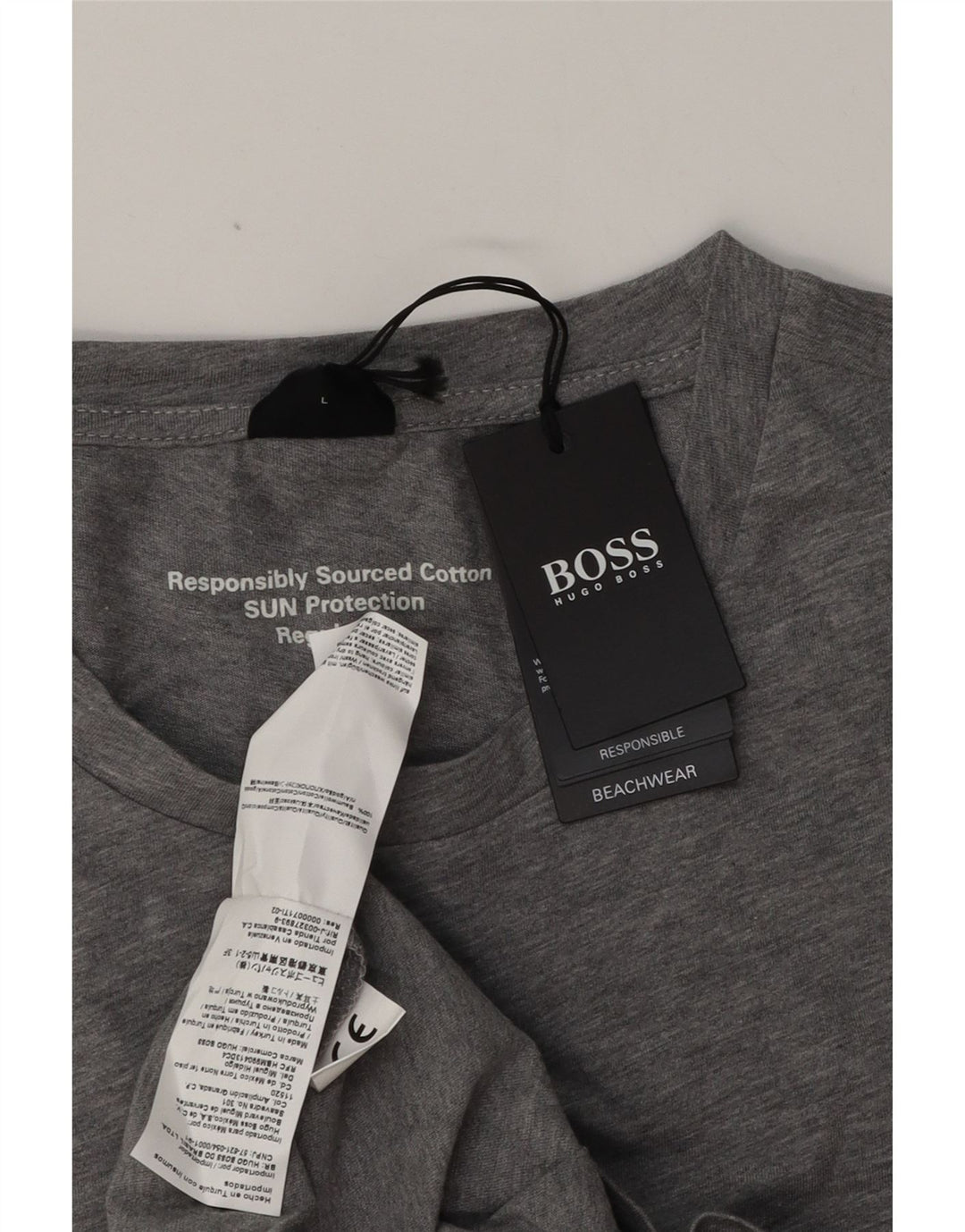 Hugo Boss Mens Graphic T-Shirt Top Large Grey Cotton
