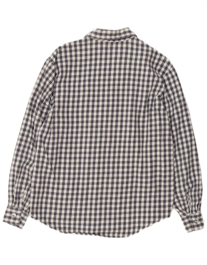 Vintage Womens Teddy Bear Oversized Flannel Shirt UK 10 Small Grey Gingham