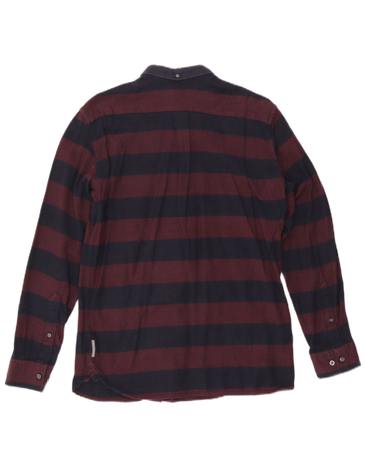 French Connection Chemise Flanelle Homme Bordeaux Moyen Coton Rayé