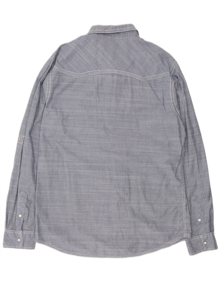 BKE Mens Athletic Fit  Shirt Large Blue Cotton