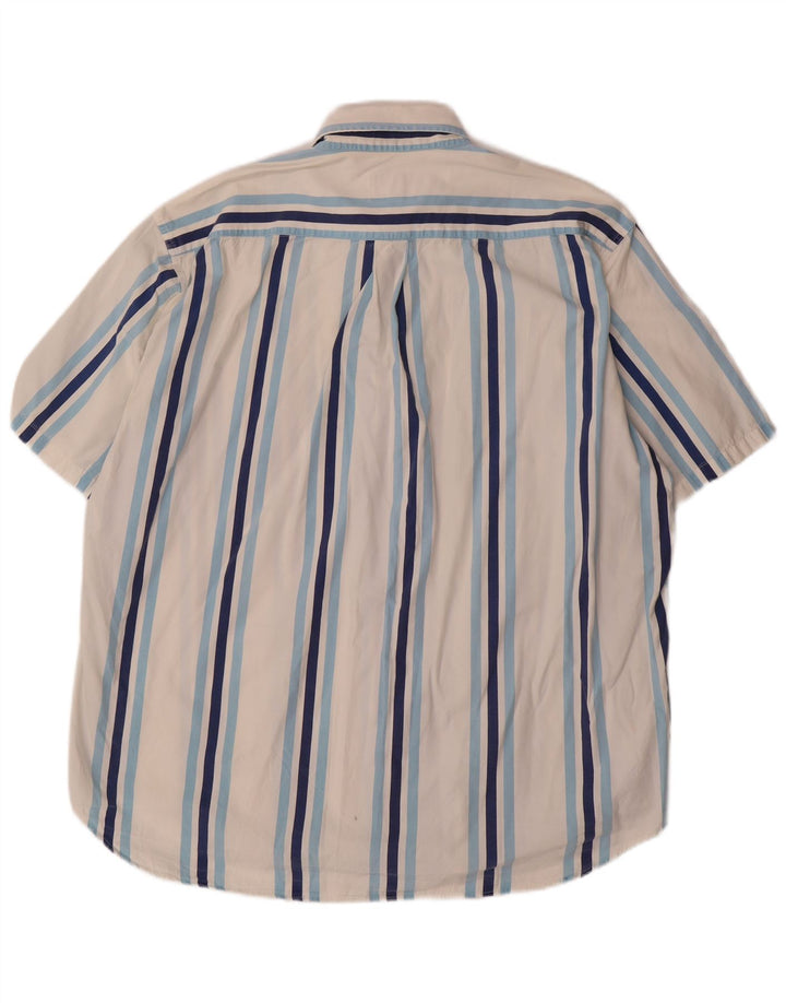 GOOSE & GANDER Mens Short Sleeve Shirt IT 50 Medium White Striped Cotton