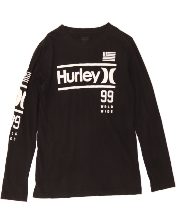 HURLEY Boys Graphic Top Long Sleeve 15-16 Years Black Vintage Hurley and Second-Hand Hurley from Messina Hembry 
