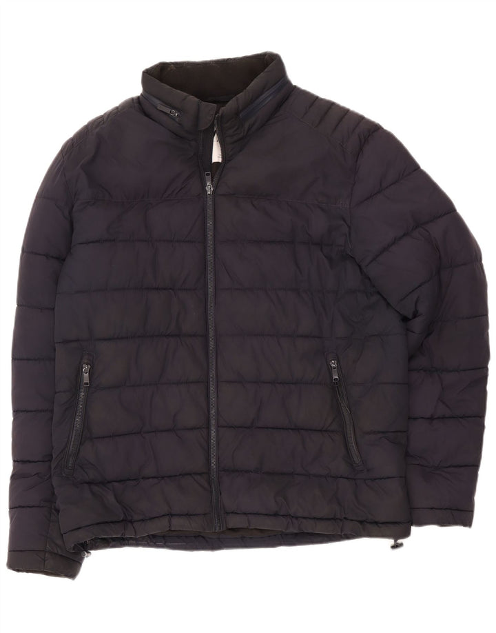 Zara Polstret Herrejakke UK 40 Large Navy Blue Polyester