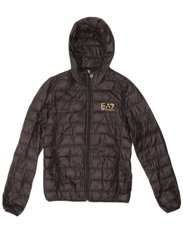 Emporio Armani, polstret hættejakke til kvinder UK 6 XS Sort polyamid