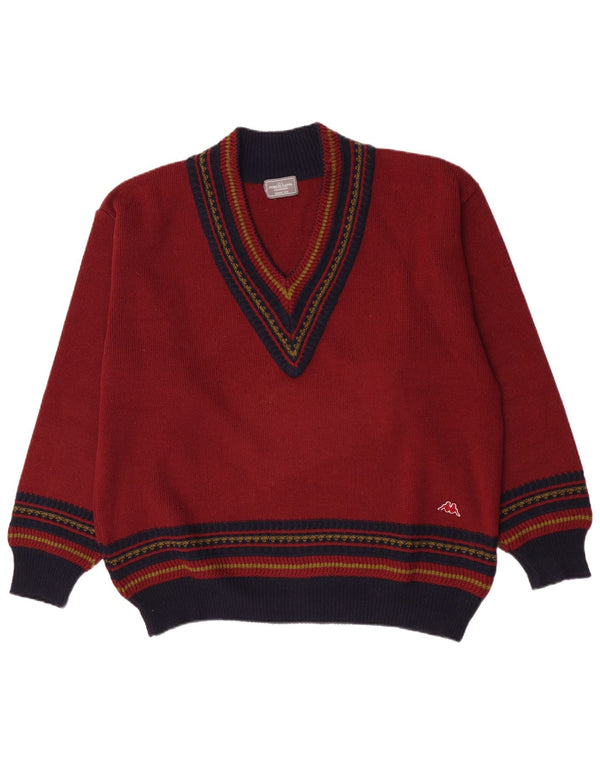 Kappa Herre V-hals sweater XL Burgundy Colourblock Uld