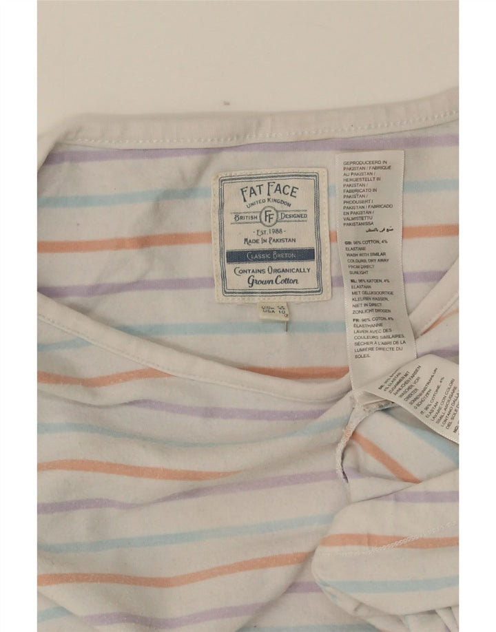 Fat Face Womens Top Long Sleeve UK 14 Medium Multicoloured Striped Cotton