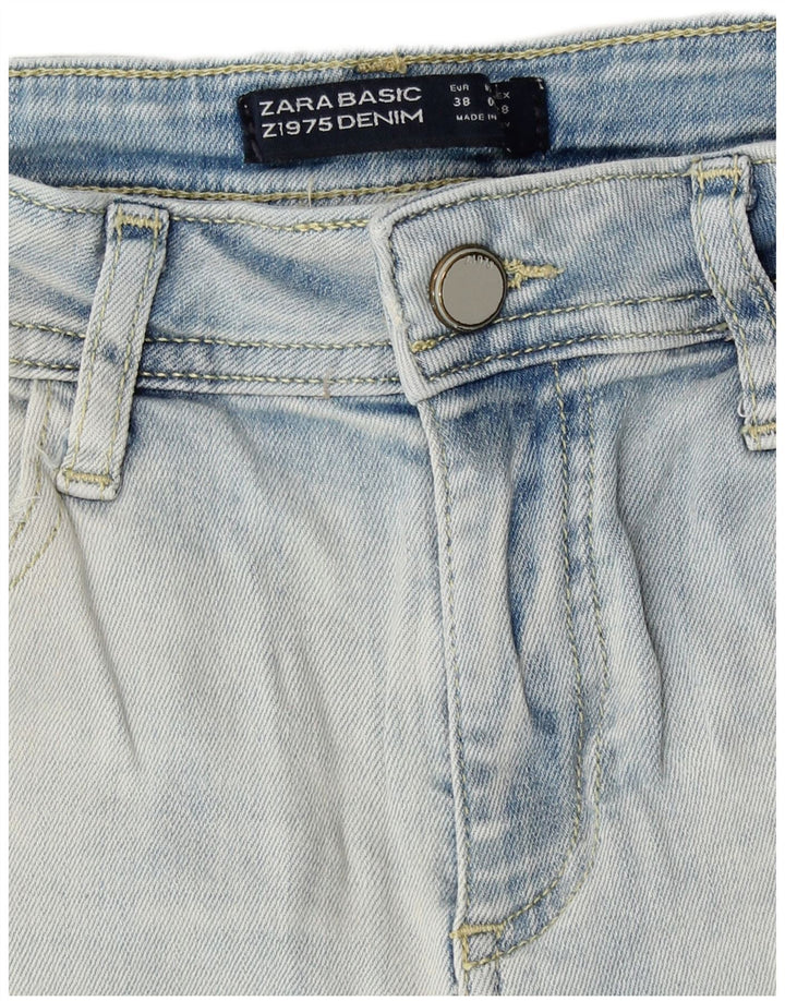 Zara Short en jean vieilli pour femme EU 38 Small W28 Bleu