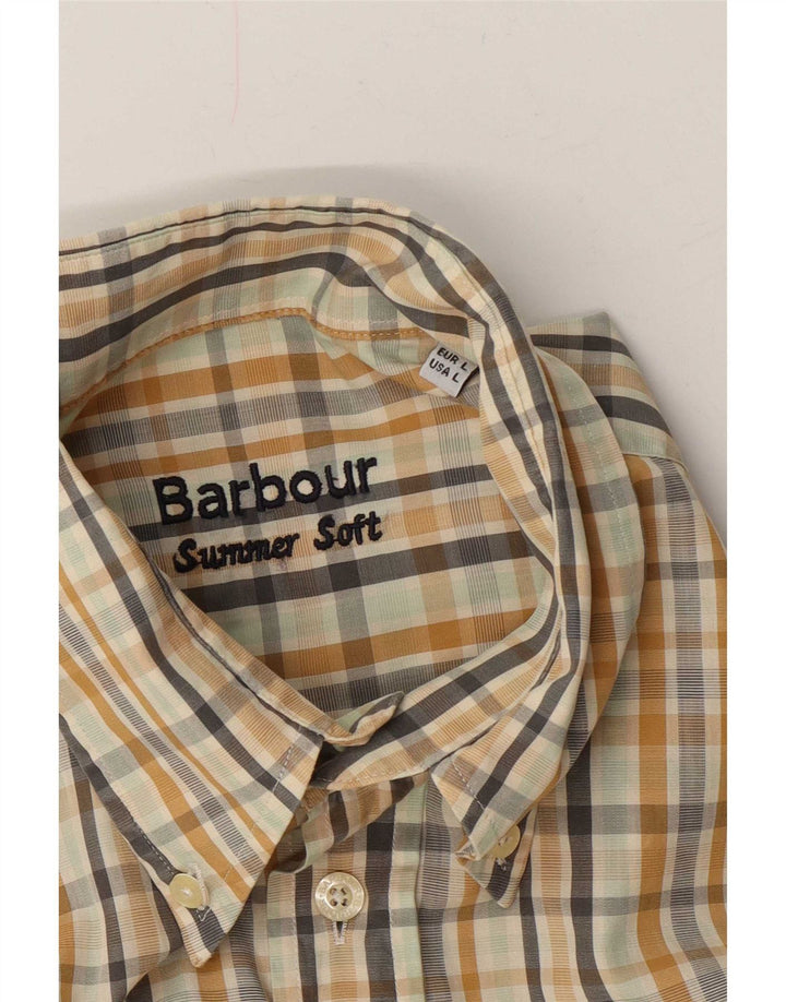 Barbour Mens Shirt Large Beige Check