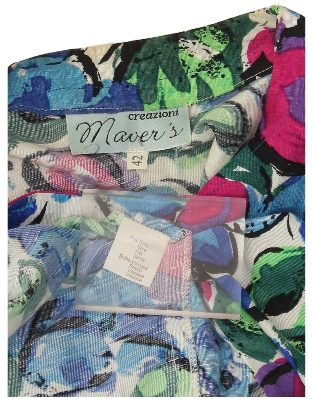 Camicetta corta da donna vintage IT 42 floreale multicolore medio