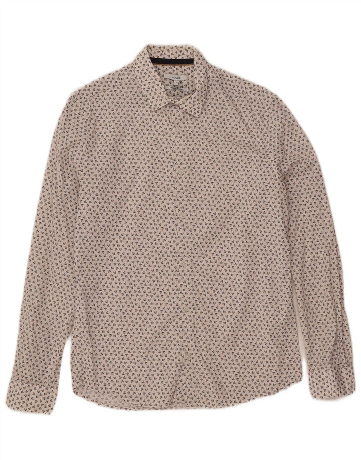 Jules Mens Abstract Pattern Regular Fit Shirt Small White Cotton