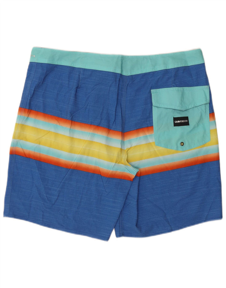 Quiksilver Mens Swimming Shorts XL  Blue Striped Polyester