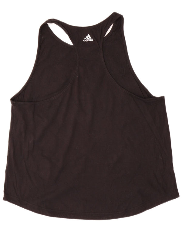 Adidas Damen Graphic Vest Top UK 24/26 2XL Schwarz Baumwolle