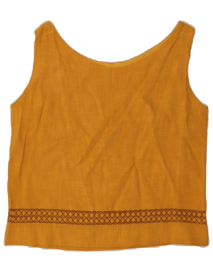 VINTAGE Womens Crop Sleeveless Blouse Top UK 14 Medium Yellow Vintage Vintage and Second-Hand Vintage from Messina Hembry 