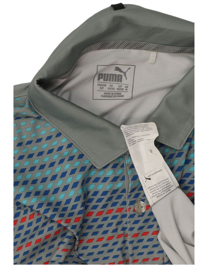 PUMA Mens Polo Shirt Medium Grey Geometric Polyester