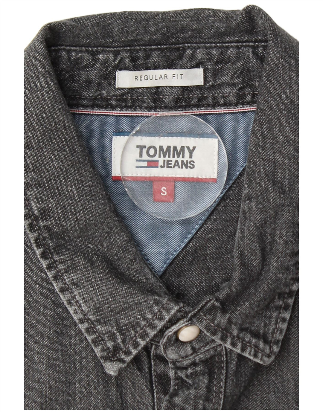 Tommy Hilfiger Mens Regular Fit Denim Shirt Small Grey Cotton