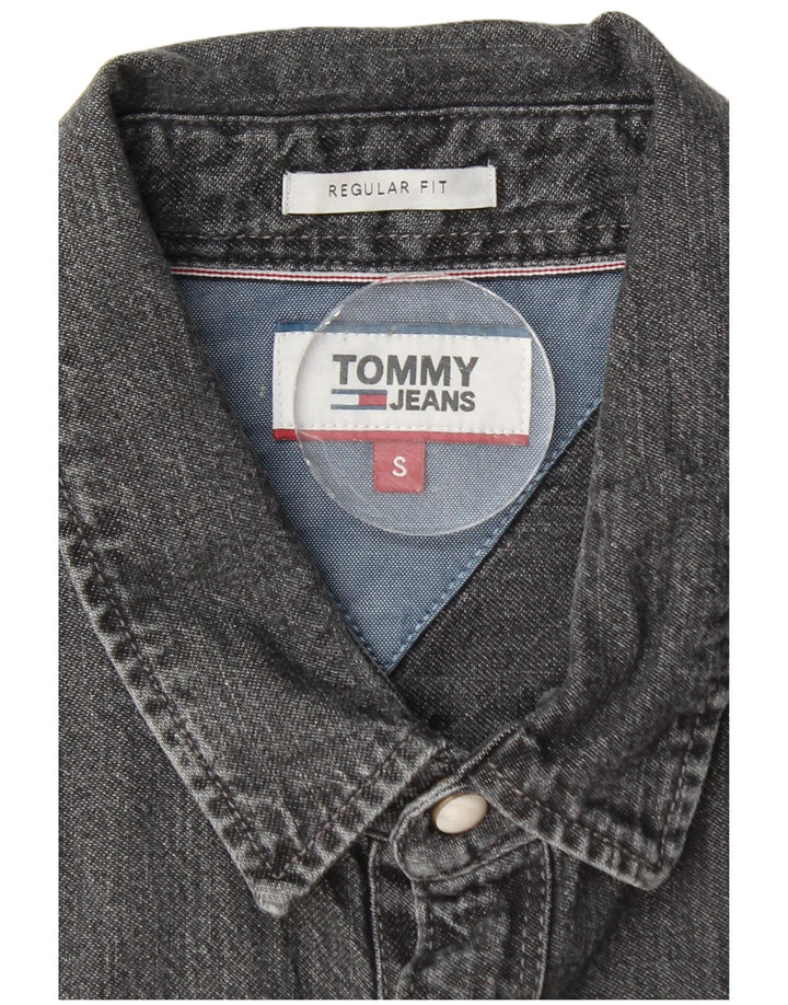 Tommy Hilfiger Mens Regular Fit Denim Shirt Small Grey Cotton