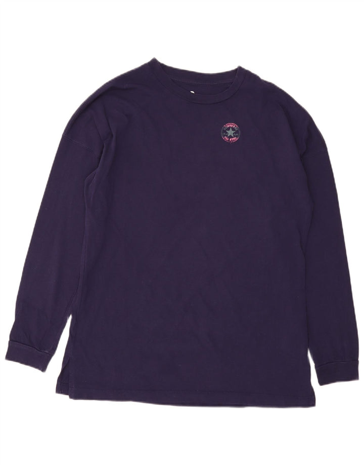 CONVERSE Top da donna a maniche lunghe UK 14 cotone viola medio