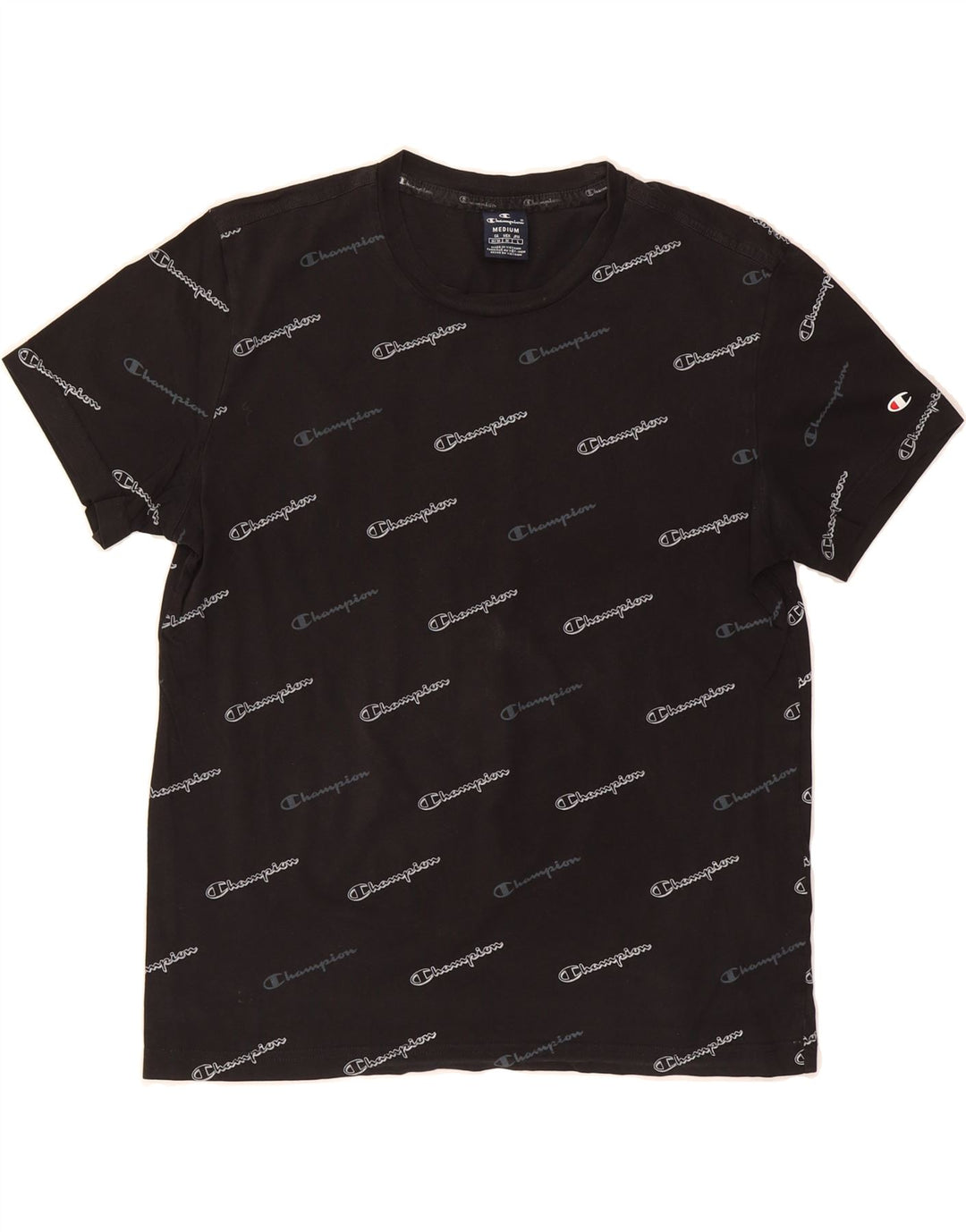 CHAMPION Mens Graphic T-Shirt Top Medium Black Cotton Vintage Champion and Second-Hand Champion from Messina Hembry 