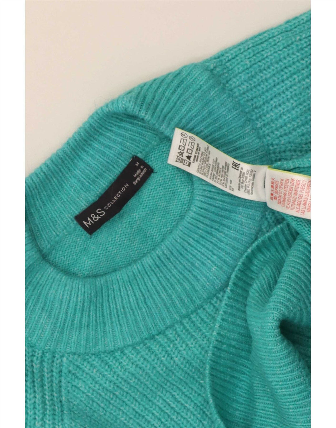 Marks & Spencer Womens Crew Neck Jumper Sweater UK 14 Medium Blue Acrylic