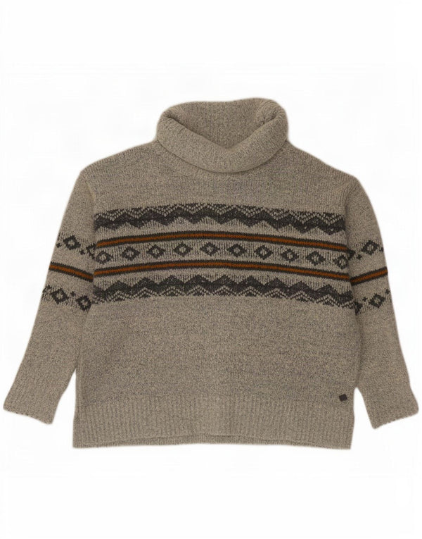 Maglione maglione collo alto da donna Weird Fish UK 14 Large Grey Fair Isle