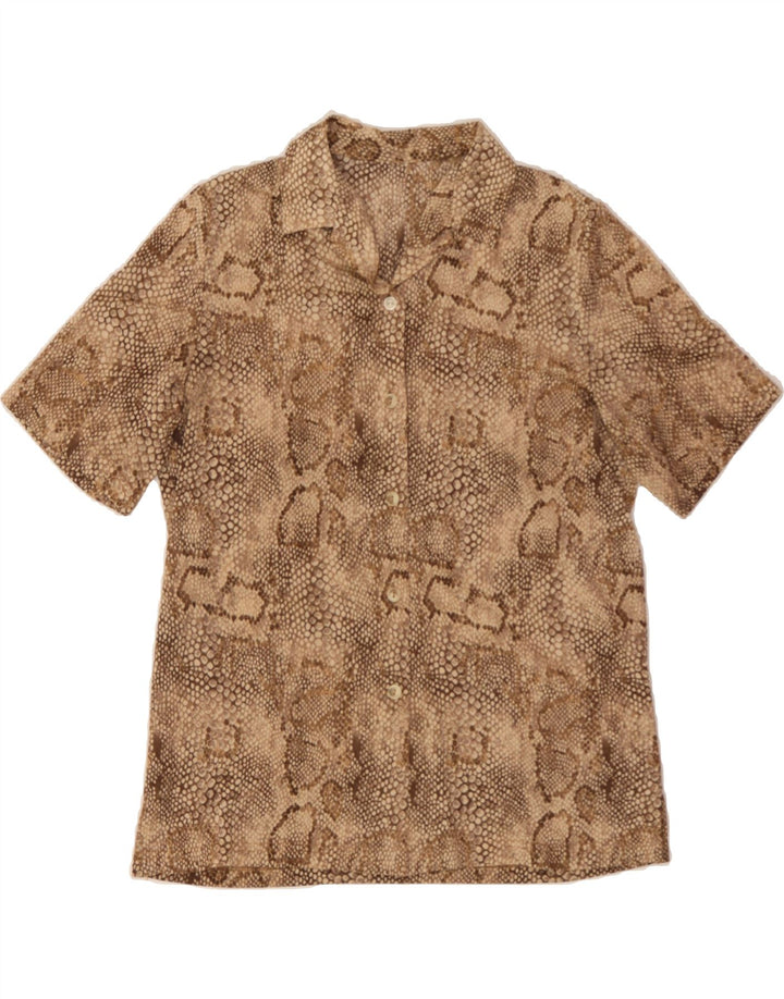 VINTAGE Womens Abstract Pattern Shirt UK 14 Medium Brown Animal Print Vintage Vintage and Second-Hand Vintage from Messina Hembry 