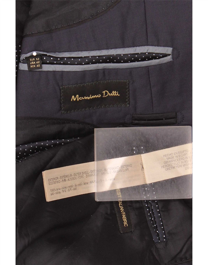 Massimo Dutti Chaqueta Blazer De 2 Botones Para Hombre EU 52 Large Lana Azul Marino